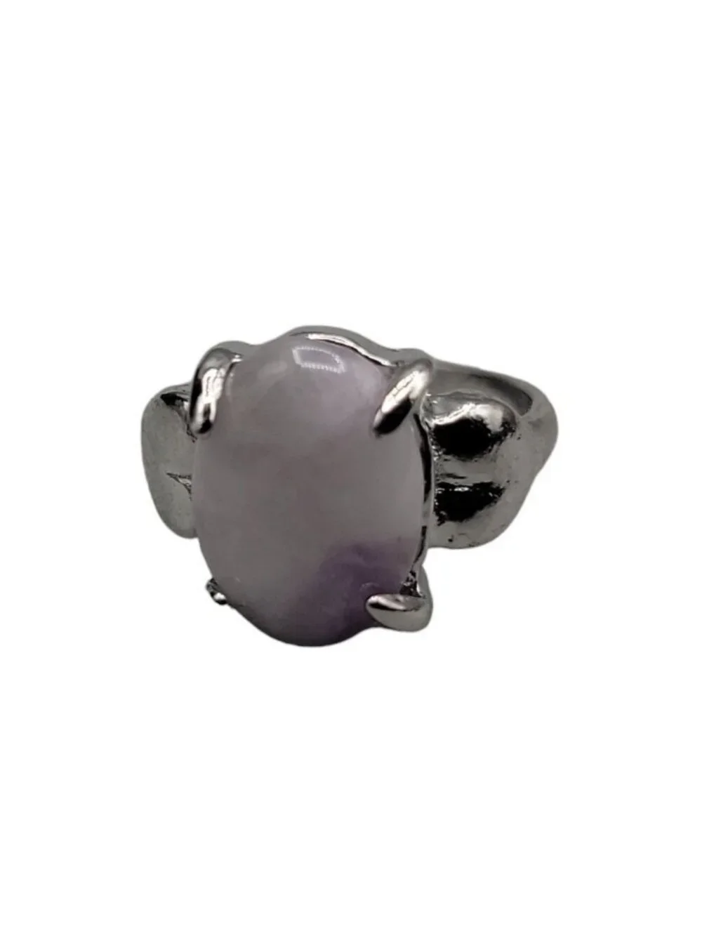 Purple Moonstone Ring Silver Plated Ladies Size 5.5 Heart Side Accents Vintage - Picture 7 of 16